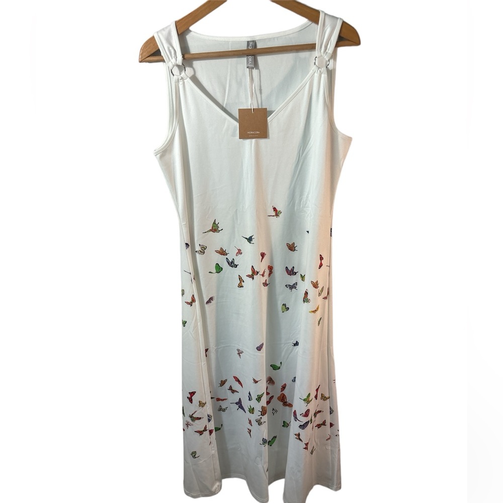 NWT NORACORA white butterfly print maxi large. gardencore summer travel cruise